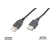 CAVO PROLUNGA USB 2.0 CONNETTORI A-A CONNETTORI MASCHIO/FEMMINA - MT. 3 COLORE NERO