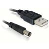 DIGITUS CAVO DI ALIMENTAZIONE USB, CONNETTORE DC 5.5X2.1MM, USB A, M/M, NERO, 1MT