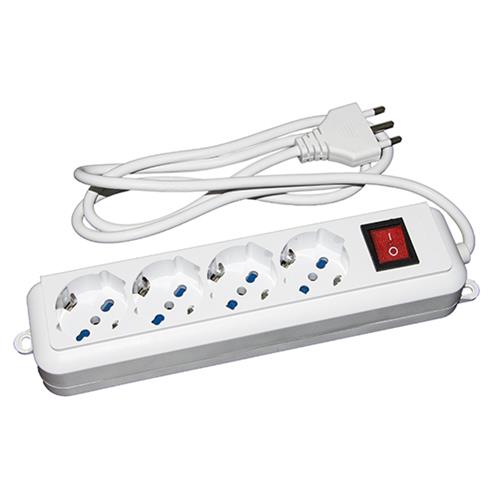 LINK MULTIPRESA 4 PRESE UNIVERSALI ITA/SCHUKO 10/16 A - SPINA 16 A CON INTERRUTTORE