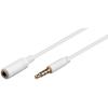 CAVO PROLUNGA AUDIO 3,5 MM 4 POLI MASCHIO/FEMMINA PROLUNGA PER CUFFIE/MICROFONO SU SMARTPHONE MT 3 BIANCO