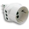 ADATTATORE TRIPLO CON SPINA ITALIANA TRIPOLARE 10A, 2 PRESE TRIPOLARI ITALIANE 10A E 1 PRESA TRIPOLARE ITALIANA/SCHUKO 10A