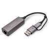 DIGITUS Adattatore Gigabit Ethernet USB Type-C™ 2.5G, USB-C™ + USB A (USB3.1/3.0)