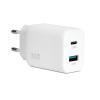 VULTECH CARICATORE ADATTATORE UNIVERSALE 1 PORTA Type-C+1 PORTA USB PD33 QC 3.0 GaN 33W PPS BIANCO