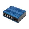 DIGITUS Switch PoE di rete Gigabit Ethernet a 4 porte, industriale, non gestito, 1 collegamento SFP