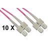 LINK CONFEZIONE 10 CAVI FIBRA OTTICA SC A SC MULTIMODE DUPLEX OM4 GUAINA 2 MM 50/125 MT.5