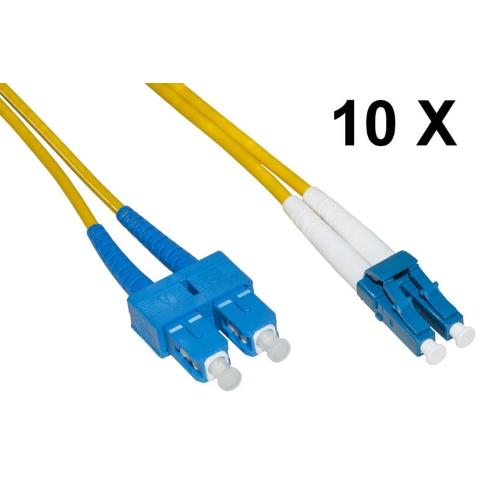 LINK CONFEZIONE 10 CAVI FIBRA OTTICA LC A SC SINGLEMODE DUPLEX OS2 GUAINA 2 MM 50/125 MT.3