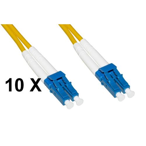 LINK CONFEZIONE 10 CAVI FIBRA OTTICA LC A LC SINGLEMODE DUPLEX OS2 GUAINA 2 MM 9/125 MT.1