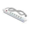 MULTIPRESA ALIMENTAZIONE PER RACK 19" IN PLASTICA CON 6 PRESE UNIVERSALI TRIPOLARI/SCHUKO CON INTERRUTTORE E SPINA SCHUKO CAVO MT 3