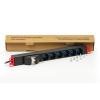 LINK MULTIPRESA ALIMENTAZIONE PER RACK 19" CON 6 PRESE UNIVERSALI TRIPOLARI/SCHUKO MAGNETOTERMICA CON STAFFE COLORE ROSSO