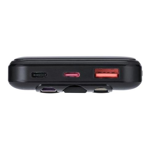 RIVACASE Battery Bank (10000 mAh) 22,5W fast charger con 3 cavi integrati ( di cui type C ed Usb con funzione ricarica ) Nera