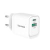 VULTECH CARICATORE ADATTATORE UNIVERSALE, 1 X TYPE-C PD30 E 1 X USB QC3.0, GAN PPS 33W, BIANCO COMPA