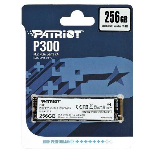 PATRIOT SSD P300 256GB M2 2280 PCIE GEN3, 1700MBS/1100MBS R/W