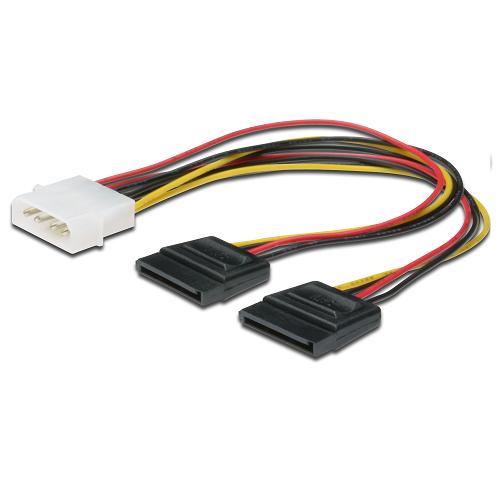 CAVO ALIMENTAZIONE SDOPPIATORE 5,25" MOLEX MASCHIO - 2 X SATA CM. 15