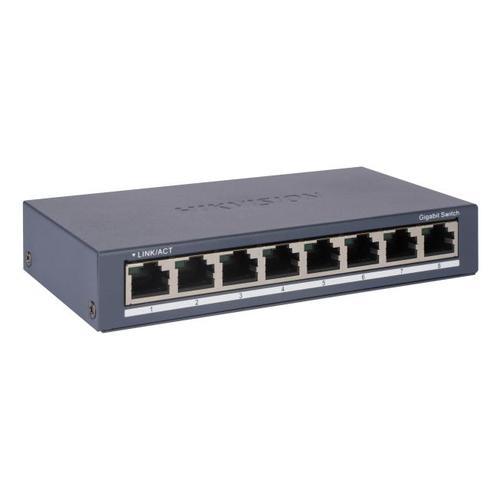 HIKVISION SWITCH 8 PORTE GIGABIT RJ45 PORTS, DESKTOP STEEL CASE UNMANAGED SWITCH